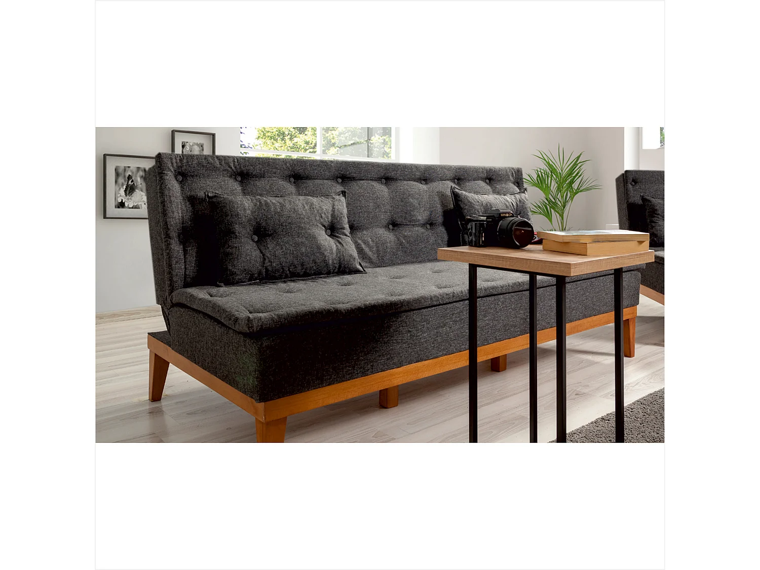 Canapé lit clic clac 3 places tissu anthracite Sporka 180cm