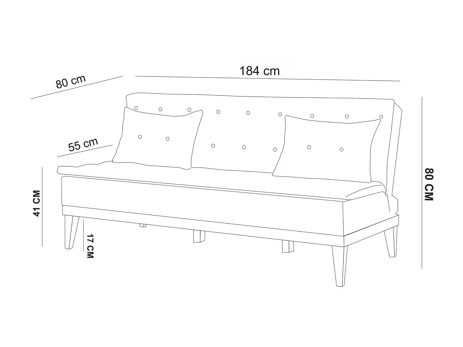 Canapé lit clic clac 3 places tissu anthracite Sporka 180cm