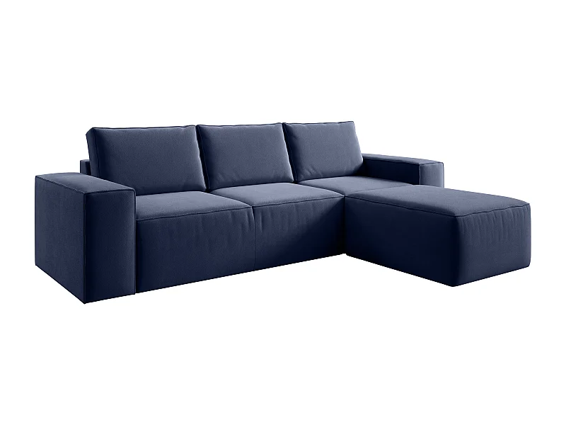 Canapé d'angle droit convertible moderne tissu bleu turquin Willace 302cm