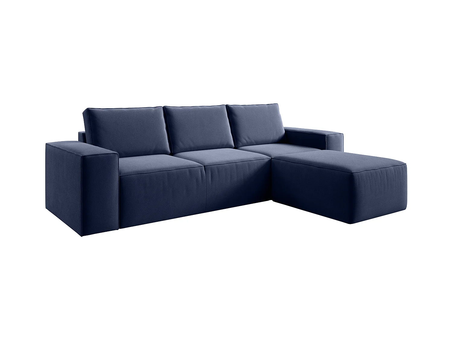 Canapé d'angle droit convertible moderne tissu bleu turquin Willace 302cm