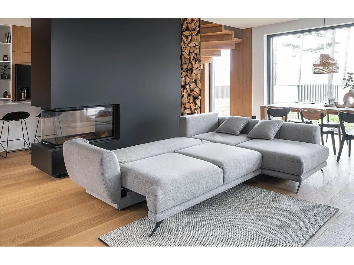 Canapé convertible angle gauche tissu bleu klein Savary 280cm