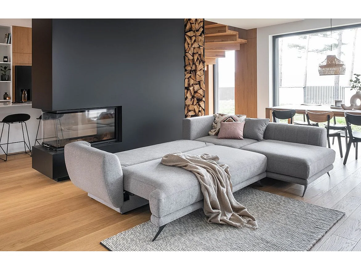 Canapé convertible angle gauche tissu bleu klein Savary 280cm