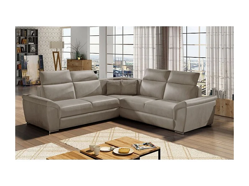 Derek beige fluwelen omkeerbare hoekslaapbank