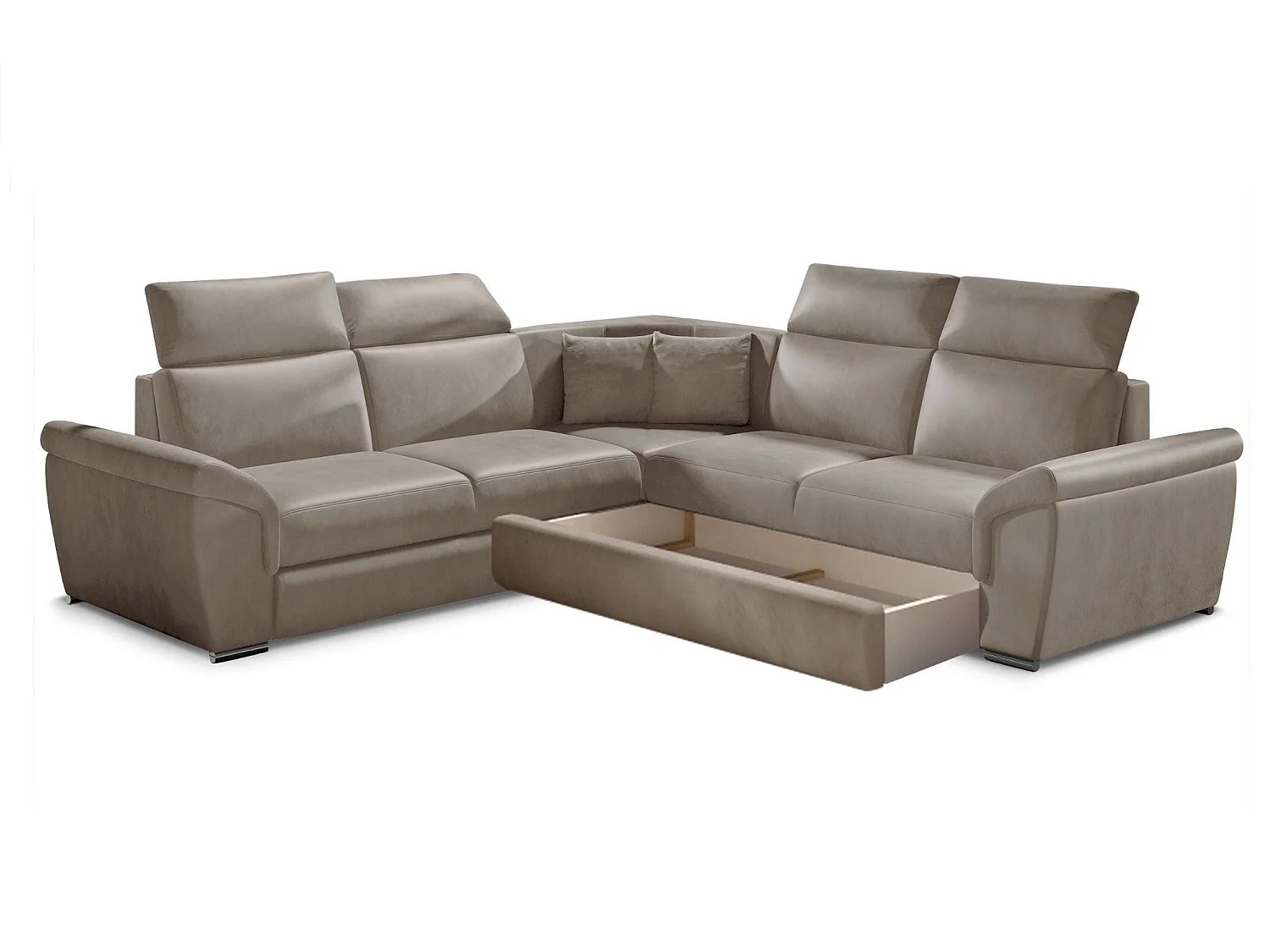 Derek beige fluwelen omkeerbare hoekslaapbank