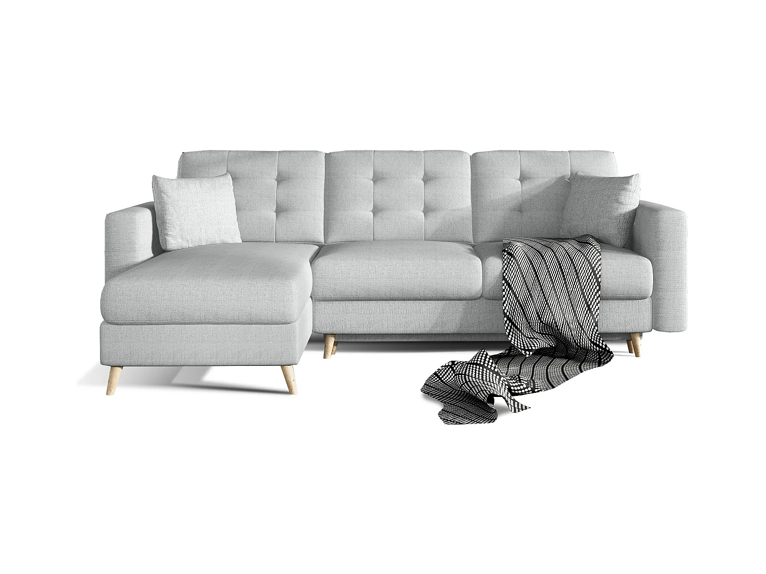 Canapé d'angle réversible et convertible tissu gris clair Anska 250cm