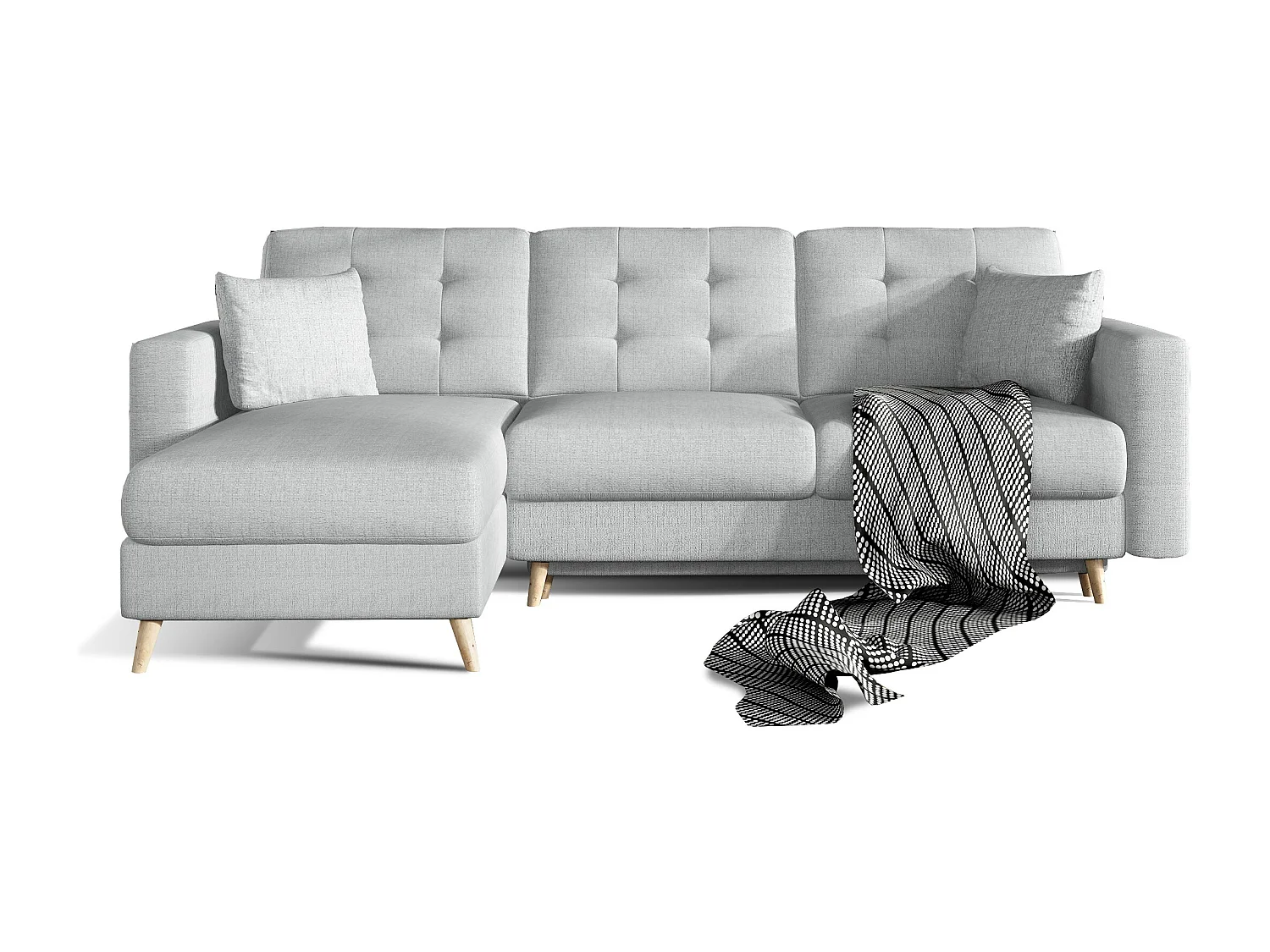 Canapé d'angle réversible et convertible tissu gris clair Anska 250cm