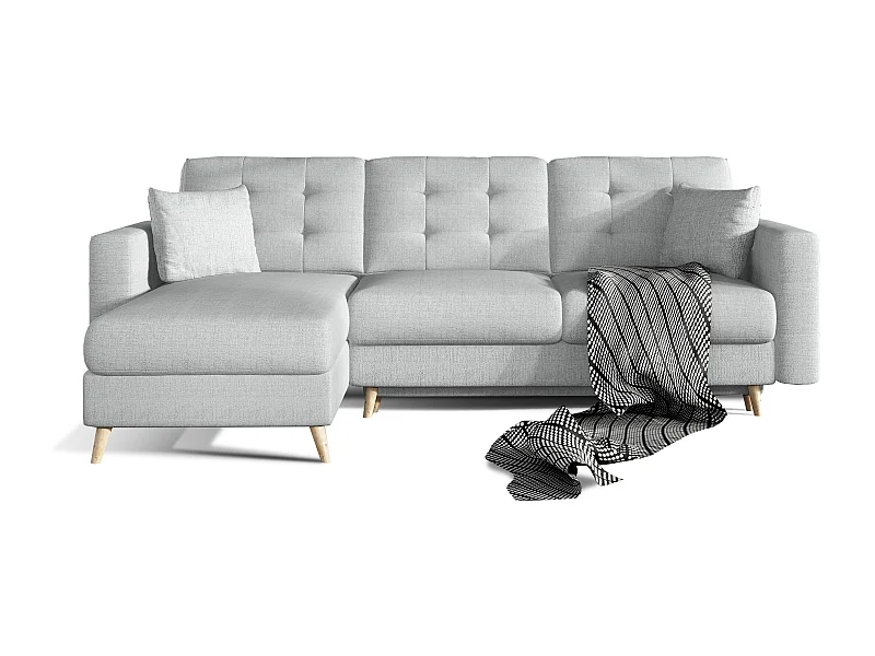 Canapé d'angle réversible et convertible tissu gris clair Anska 250cm