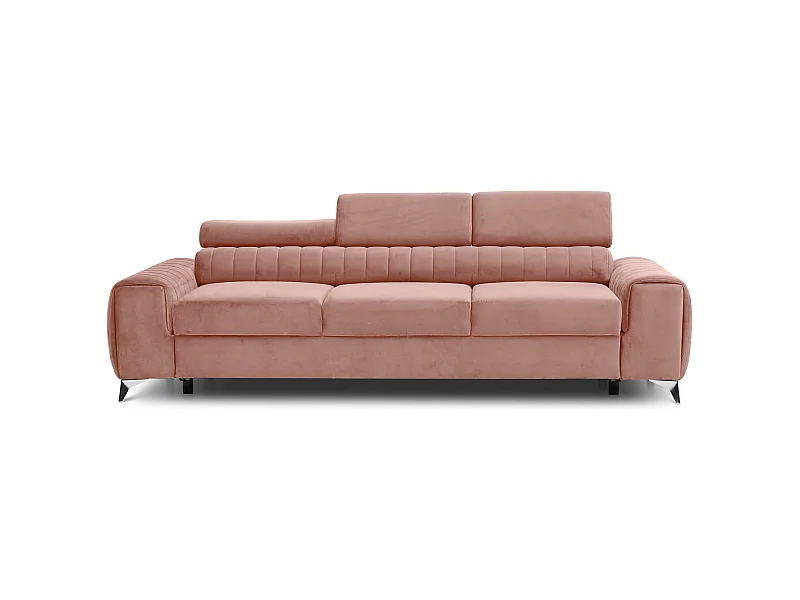 Canapé convertible avec appuis-tête réglables velours rose poudré Lozan 261cm