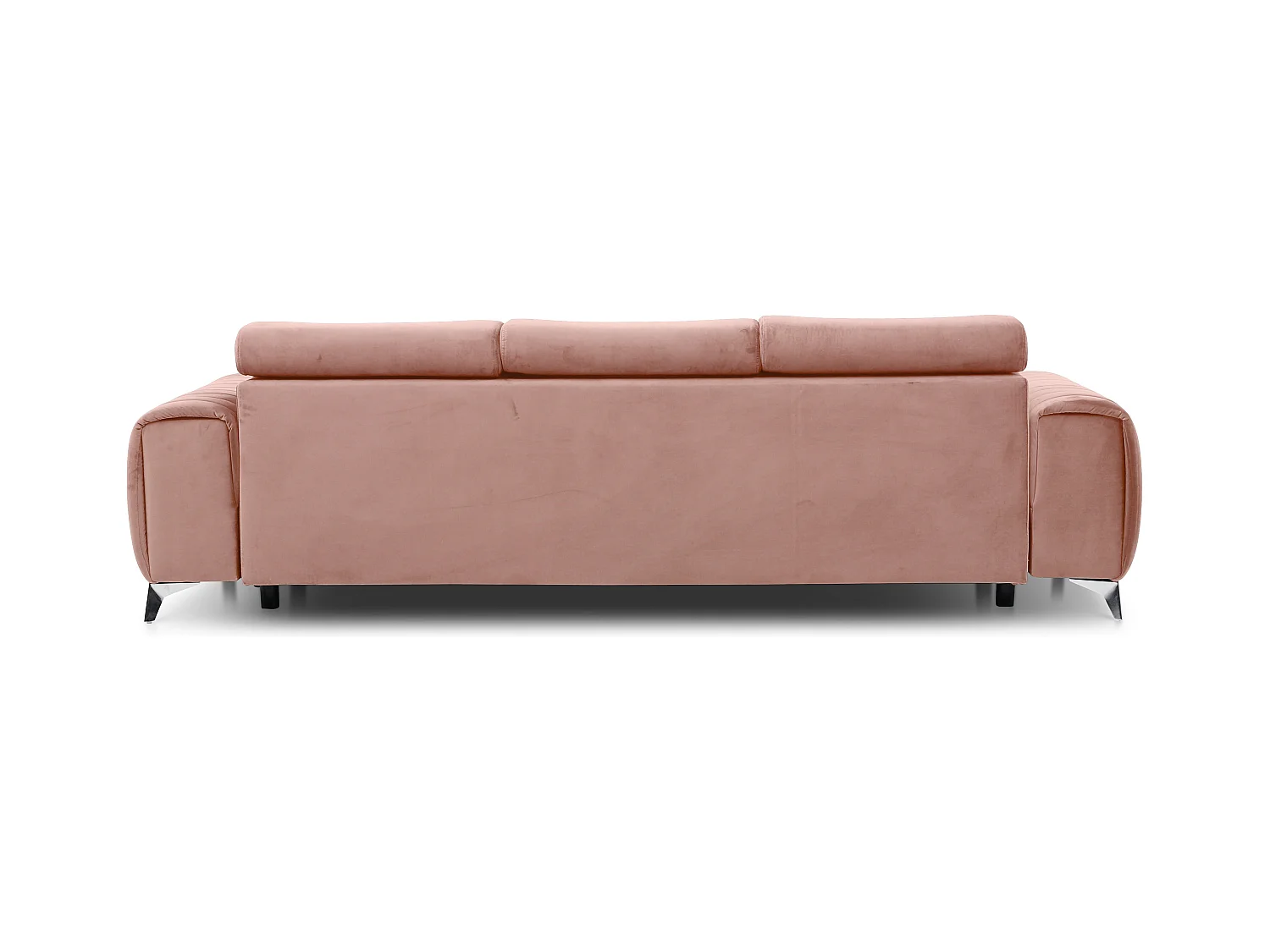 Canapé convertible avec appuis-tête réglables velours rose poudré Lozan 261cm