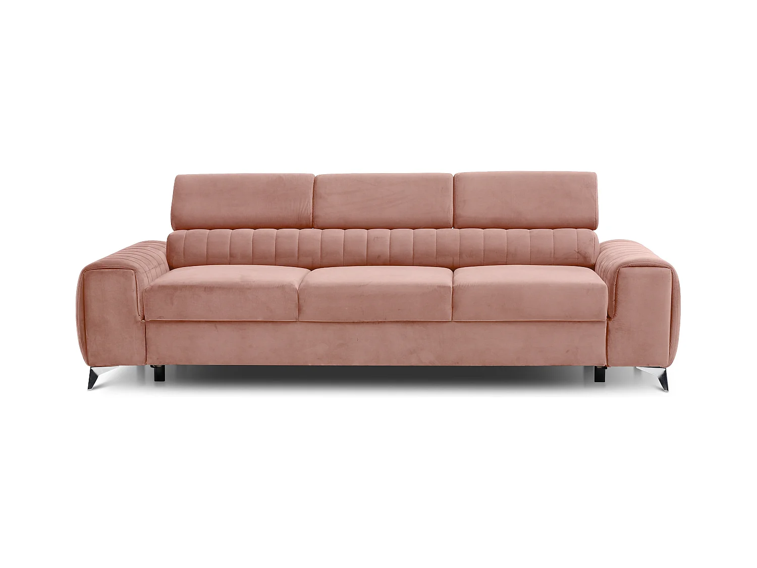 Canapé convertible avec appuis-tête réglables velours rose poudré Lozan 261cm