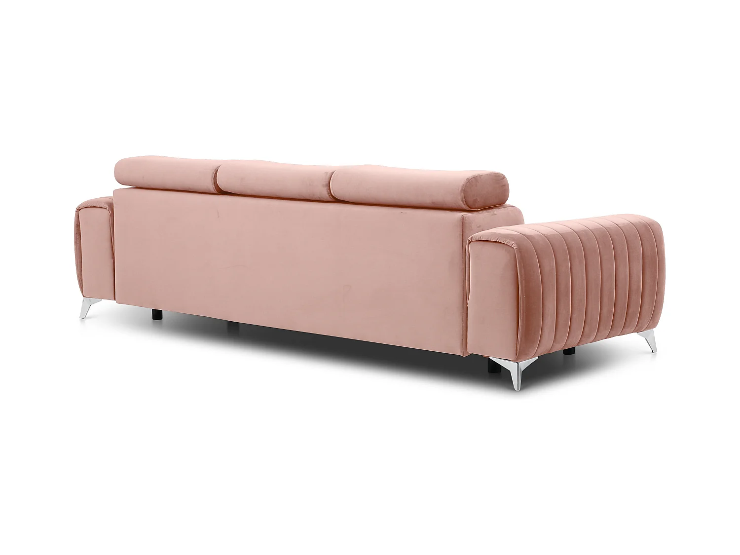 Canapé convertible avec appuis-tête réglables velours rose poudré Lozan 261cm