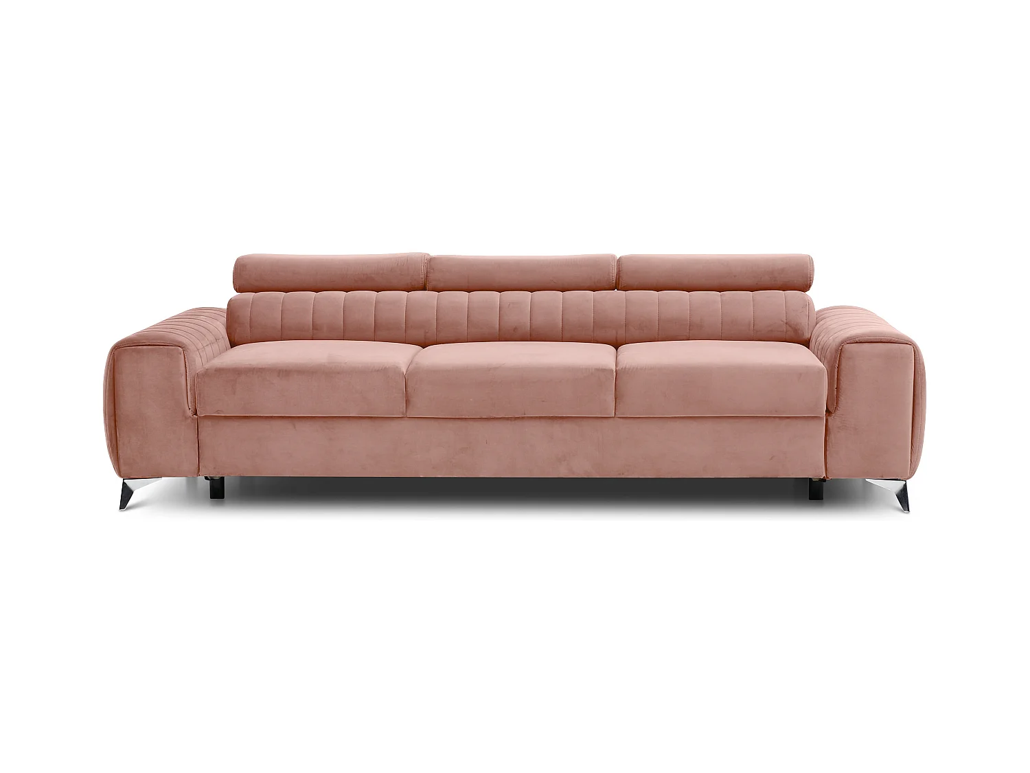 Canapé convertible avec appuis-tête réglables velours rose poudré Lozan 261cm