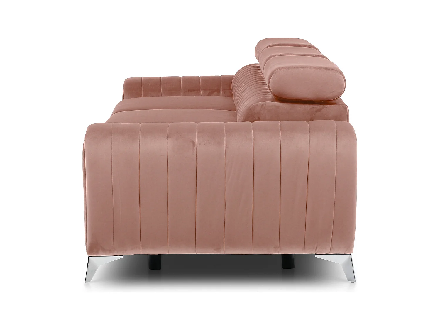 Canapé convertible avec appuis-tête réglables velours rose poudré Lozan 261cm