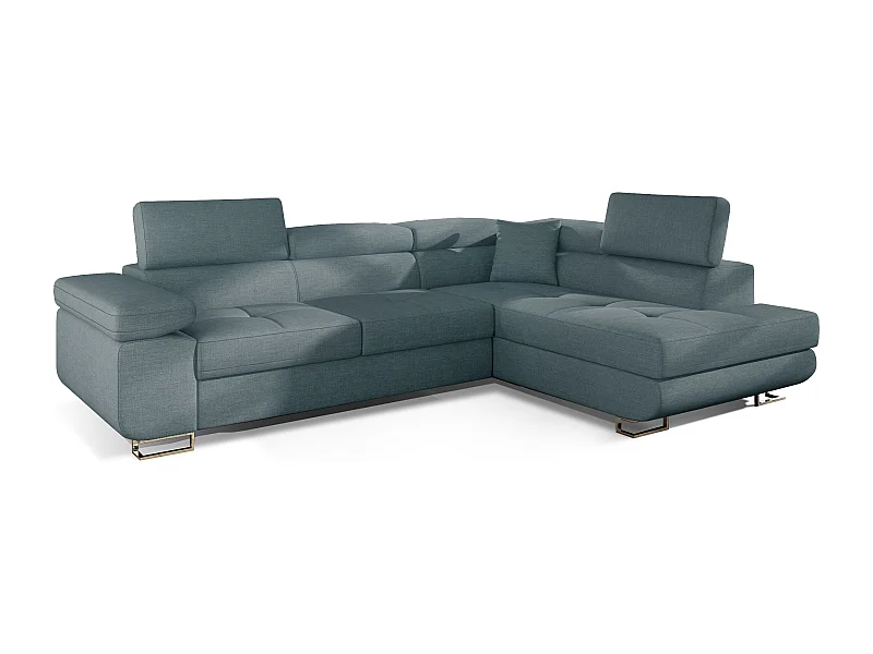 Canapé d'angle droit convertible tissu vert clair Marka 275cm