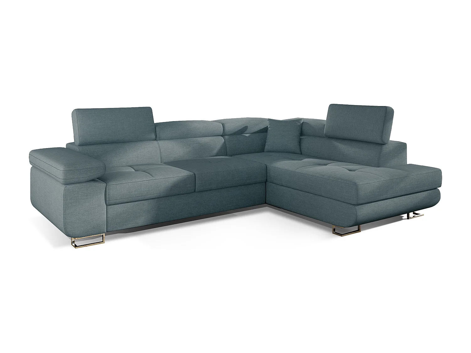 Canapé d'angle droit convertible tissu vert clair Marka 275cm