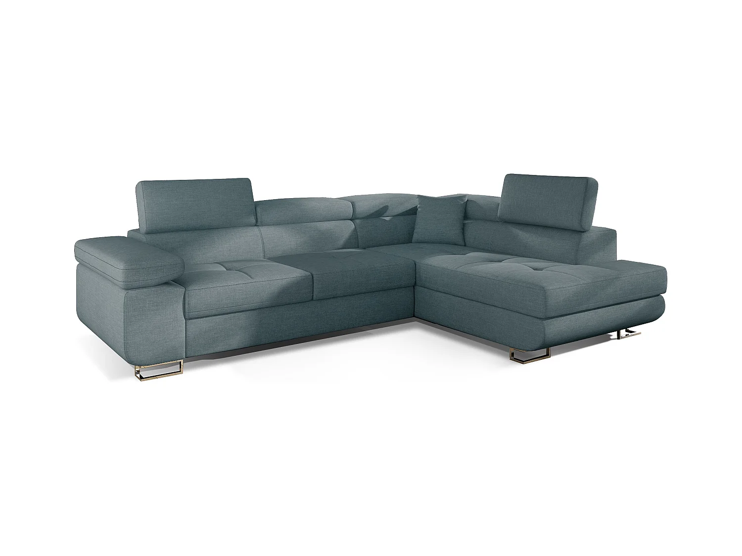 Canapé d'angle droit convertible tissu vert clair Marka 275cm
