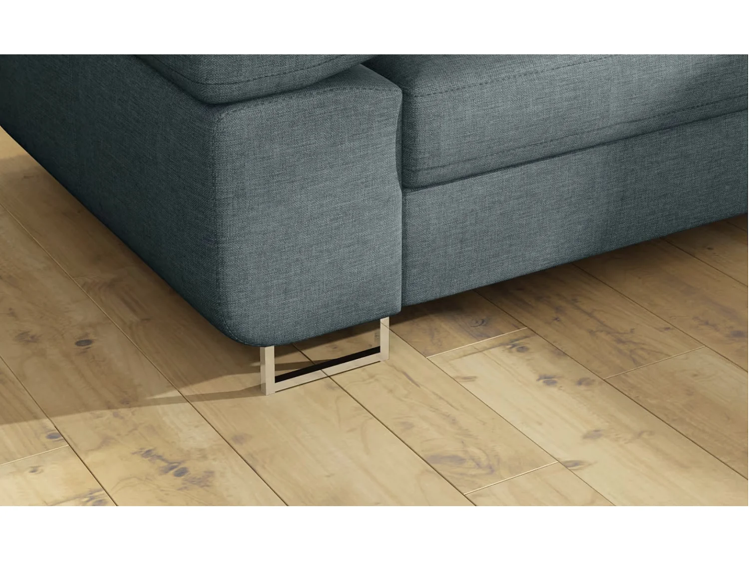 Canapé d'angle convertible tissu MARKA - Coffre et appuis-tête réglables-Vert céladon-angle droit