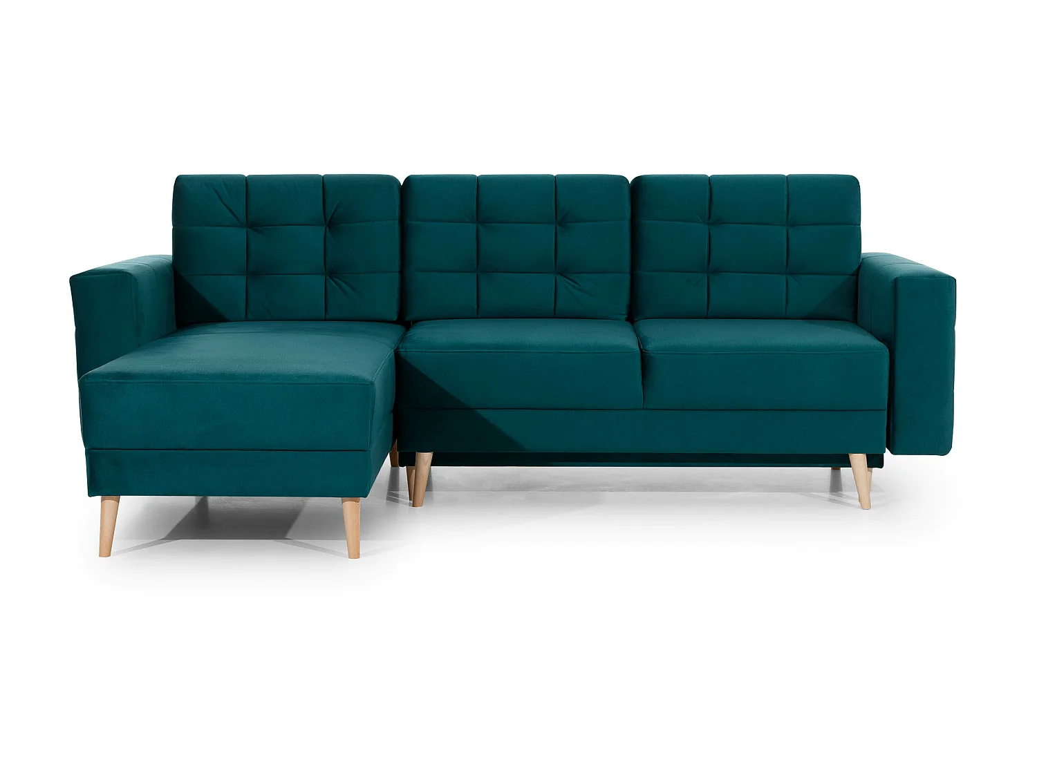 Omkeerbare en converteerbare hoekbank zwarte stof Anska 250 cm