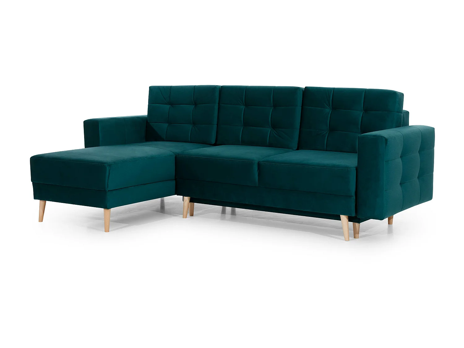 Omkeerbare en converteerbare hoekbank zwarte stof Anska 250 cm