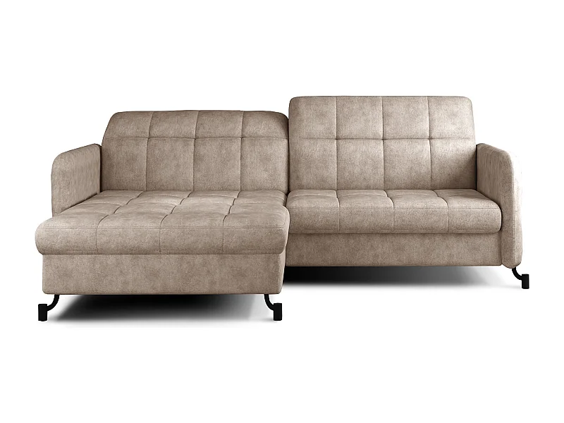 Canapé convertible gauche droit avec têtières réglables tissu matelassé beige Lory 225cm