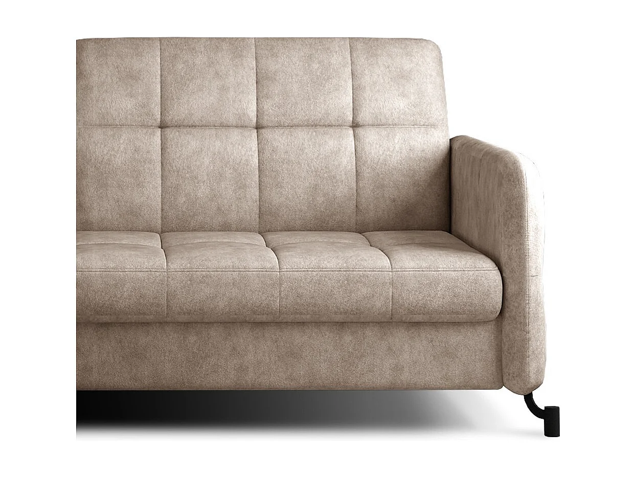 Links rechts slaapbank met verstelbare hoofdsteunen Lory beige gewatteerde stof 225 cm