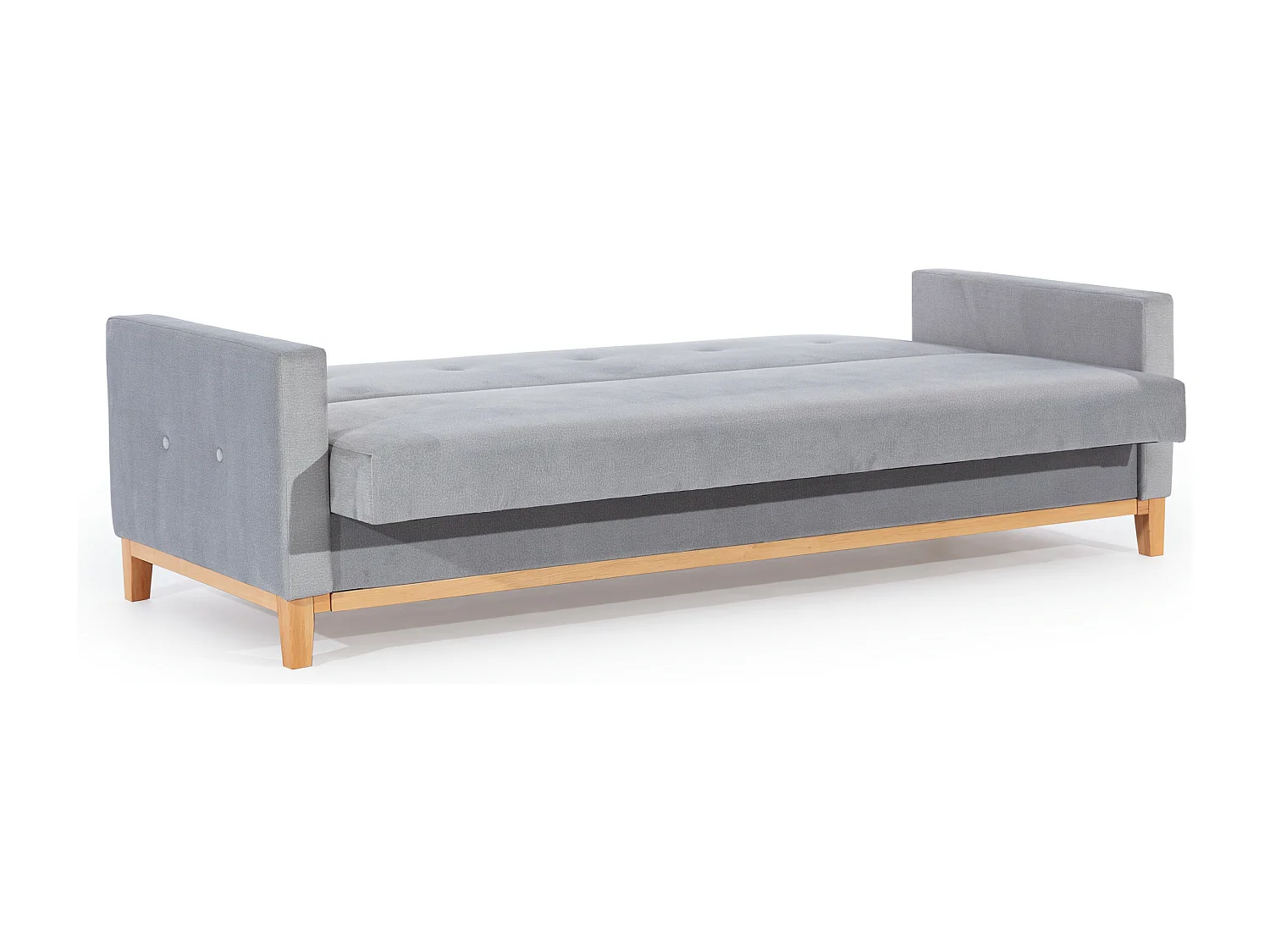 Canapé lit 3 places velours gris foncé et pieds en bois de hêtre Saline 216cm