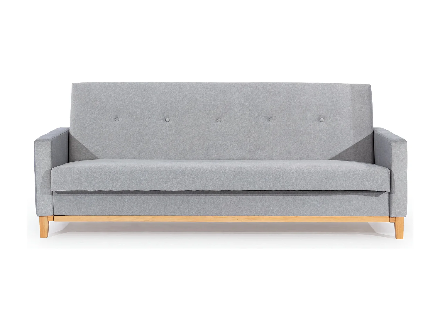 Canapé lit 3 places velours gris foncé et pieds en bois de hêtre Saline 216cm