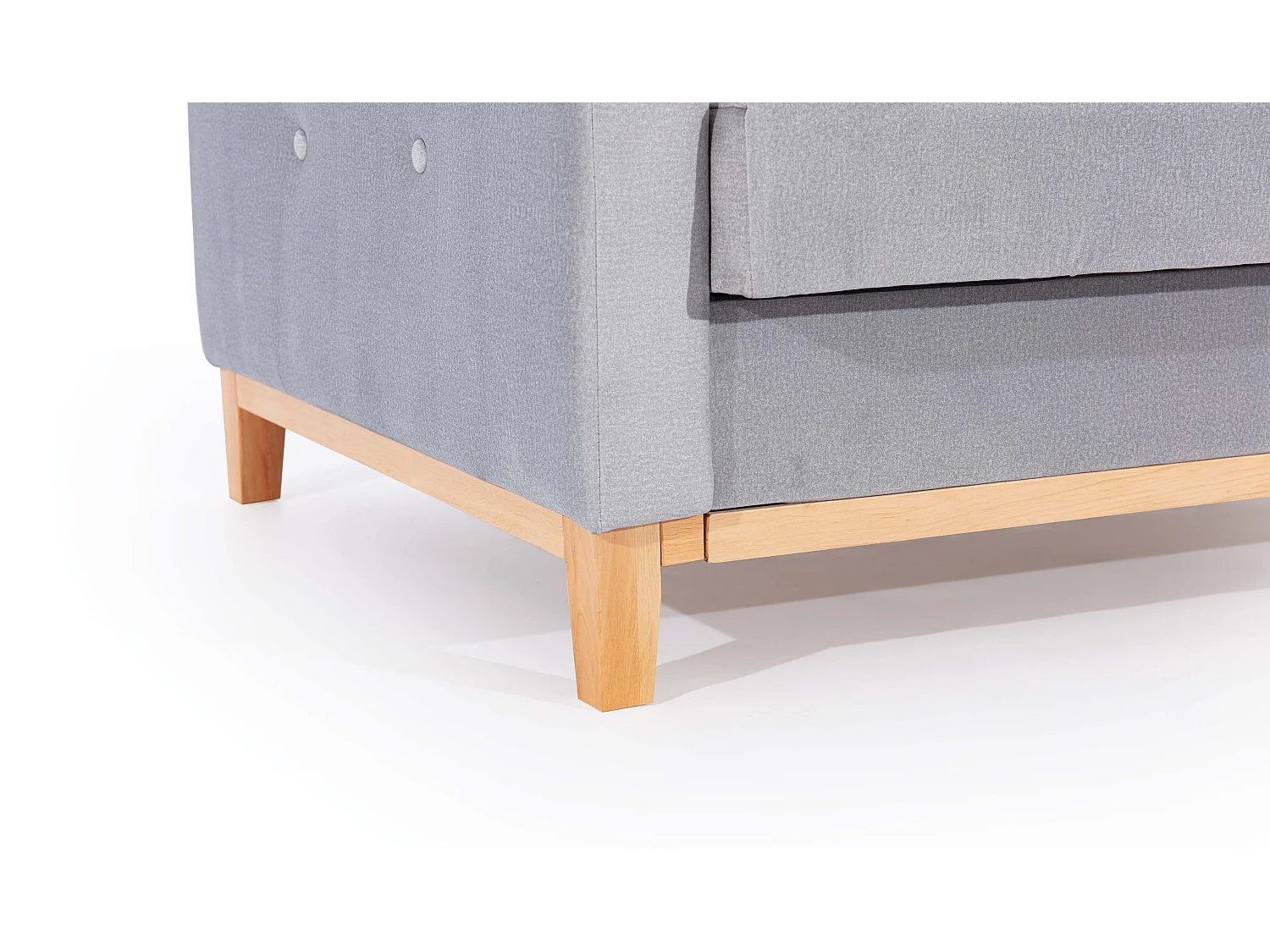 Canapé lit 3 places velours gris foncé et pieds en bois de hêtre Saline 216cm