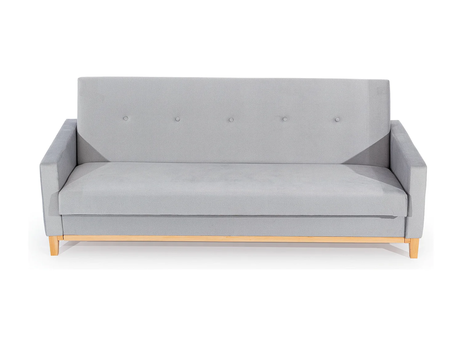 Canapé lit 3 places velours gris foncé et pieds en bois de hêtre Saline 216cm