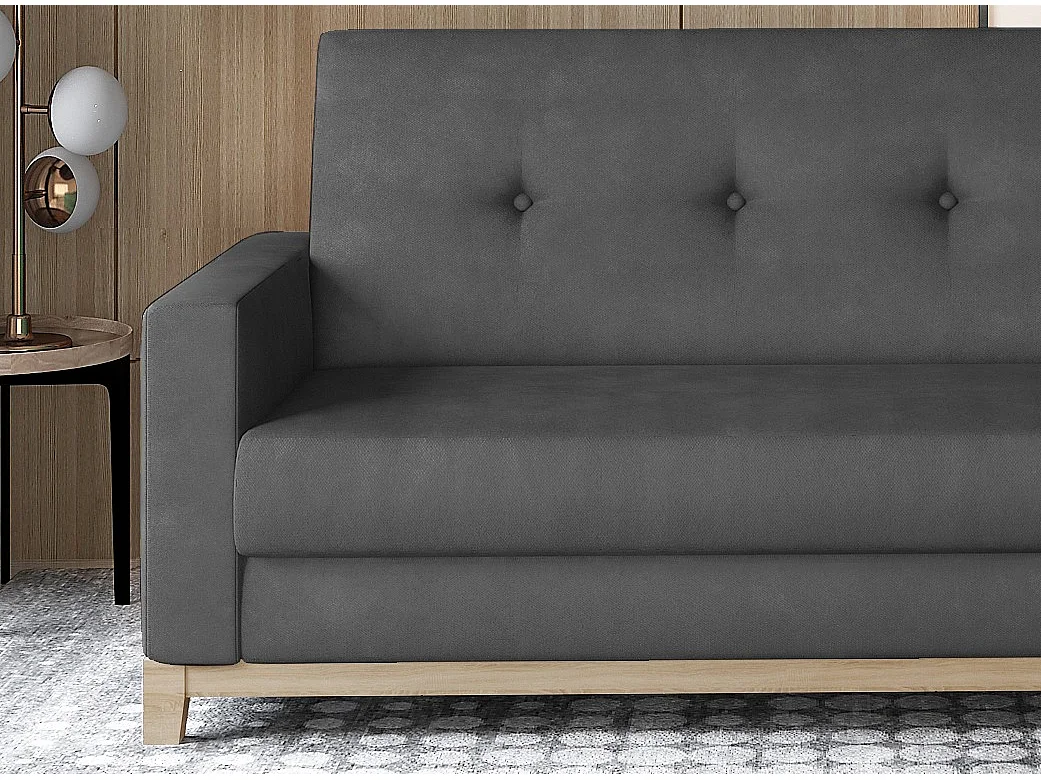 Canapé convertible express 3 places en velours gris