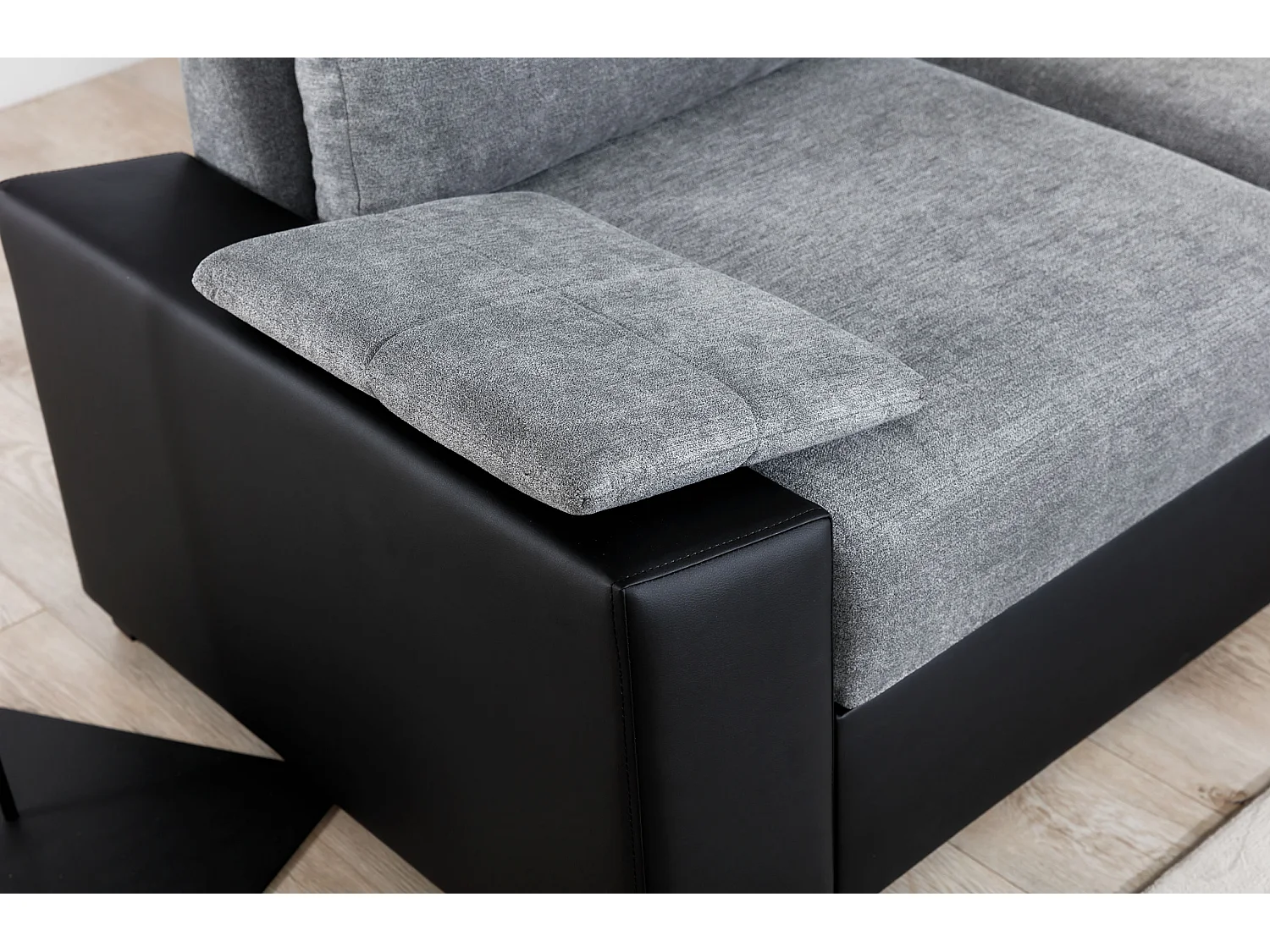 Canapé angle convertible et réversible simili noir et tissu vert foncé Luzo 245cm