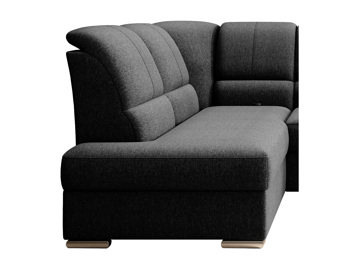 Canapé angle gauche convertible tissu noir et pieds acier chromé Zabor 270cm