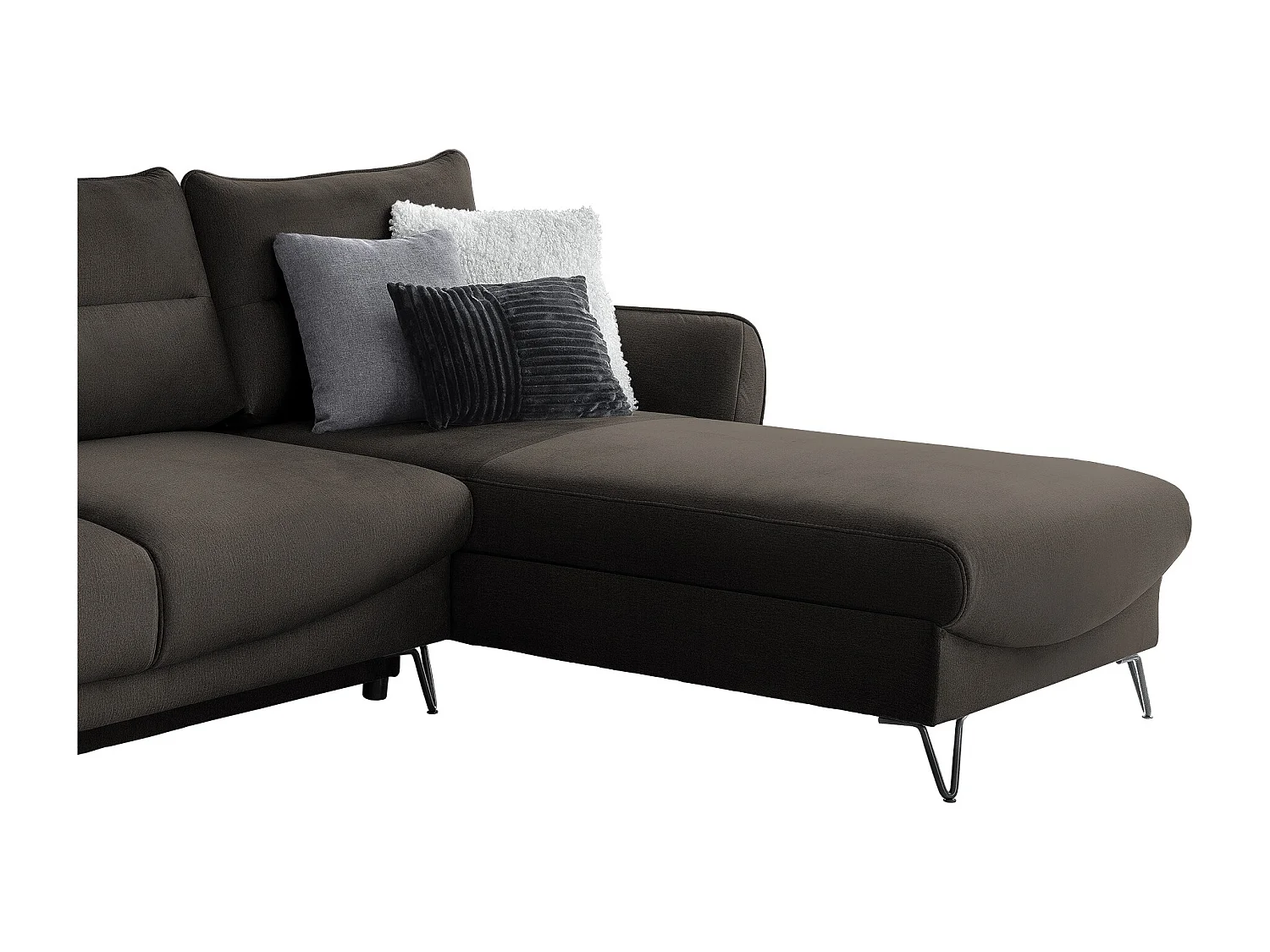 Canapé d'angle droit convertible tissu doux marron Zurik 276cm