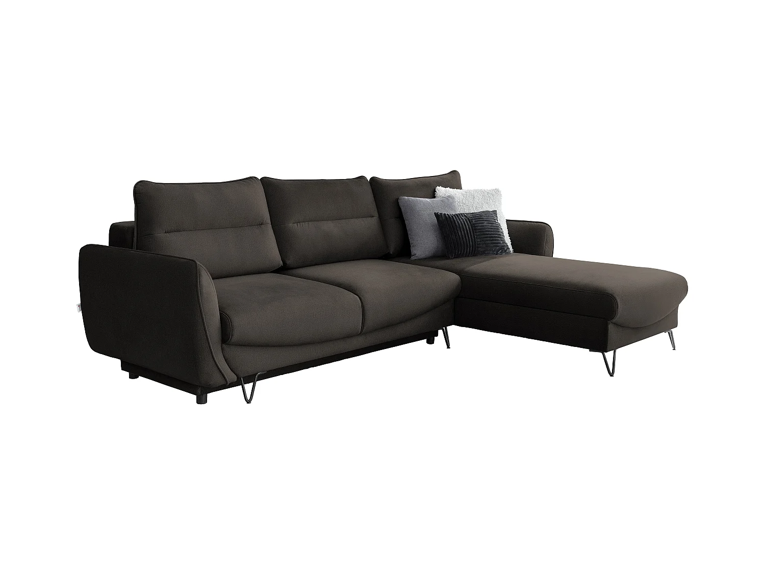 Canapé d'angle droit convertible tissu doux marron Zurik 276cm