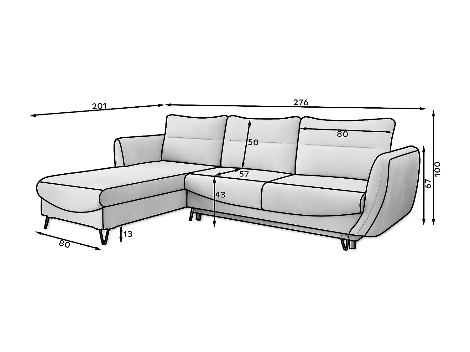 Canapé d'angle droit convertible tissu doux marron Zurik 276cm