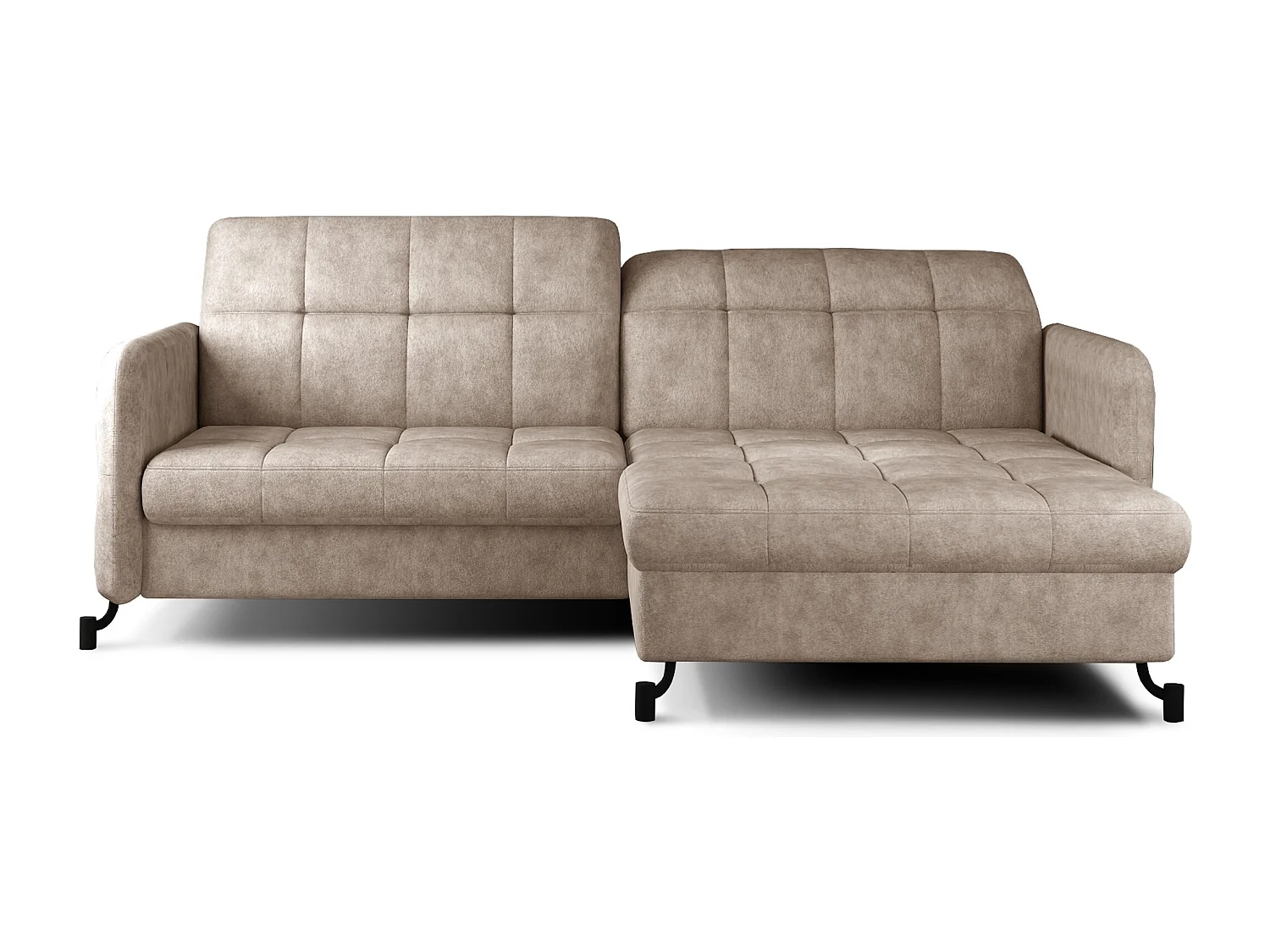 Canapé d'angle convertible tissu avec coffre de rangement LORI-Beige vintage-angle droit