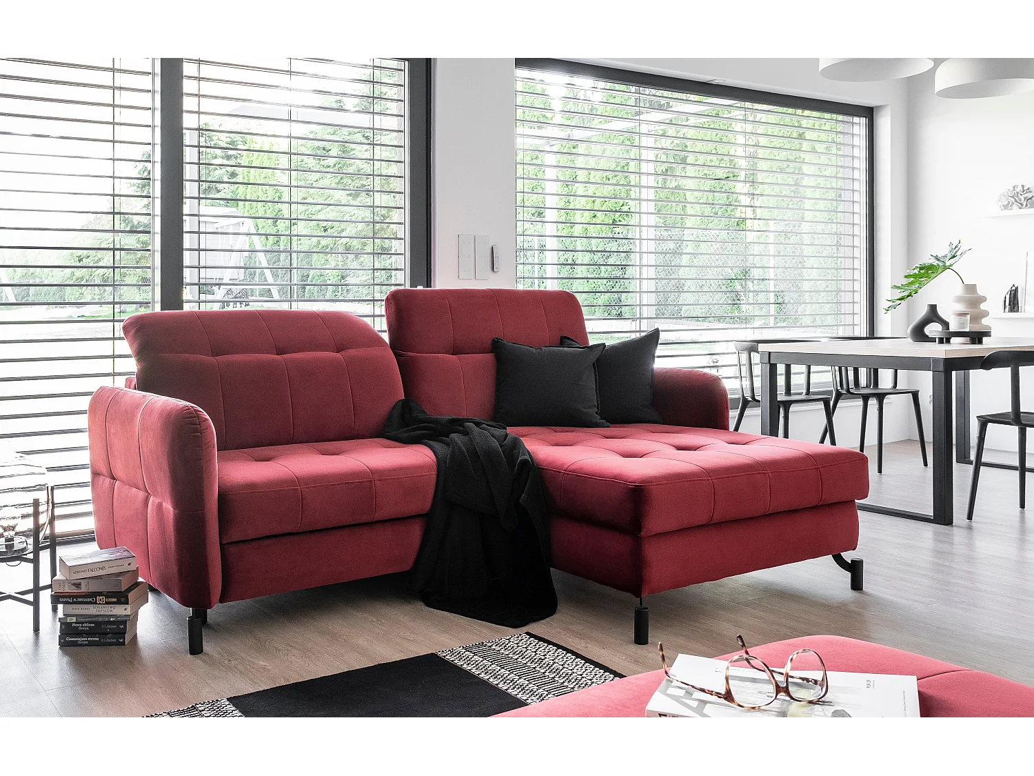 Canapé d'angle convertible tissu avec coffre de rangement LORI-Beige vintage-angle droit