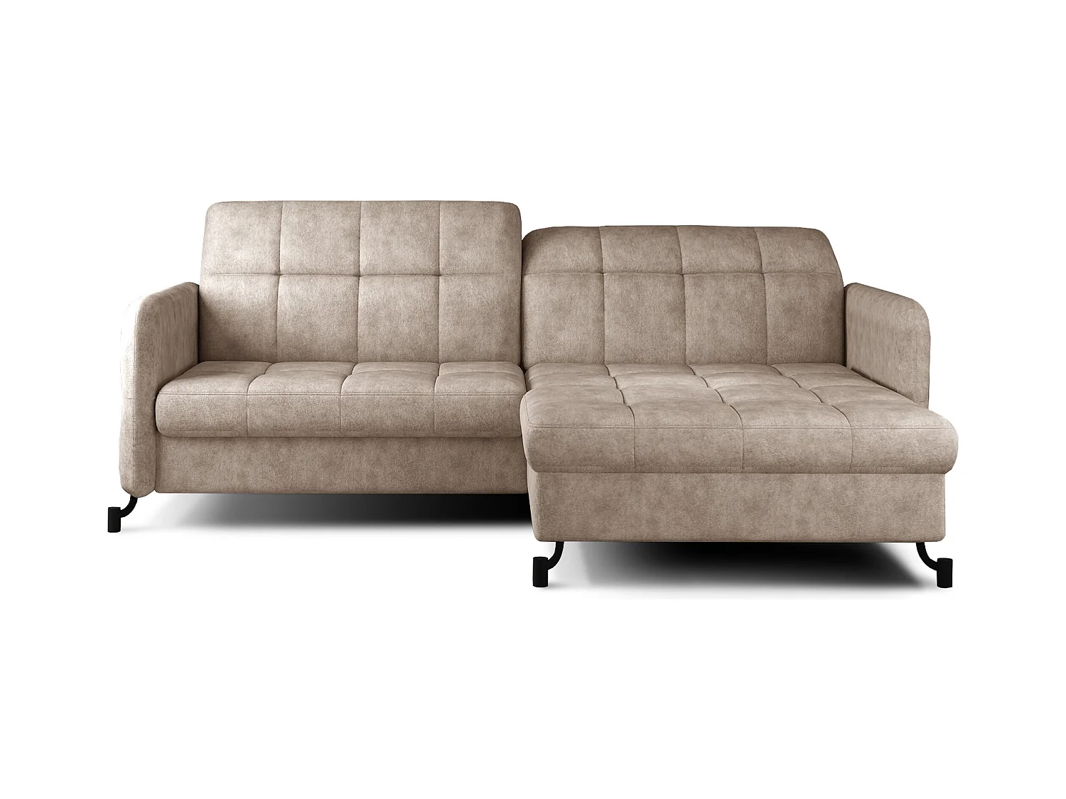 Canapé d'angle convertible tissu avec coffre de rangement LORI-Beige vintage-angle droit
