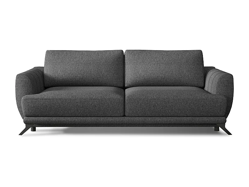 Canapé convertible 3-4 places tissu anthracite et pieds métal noir Zora 250cm