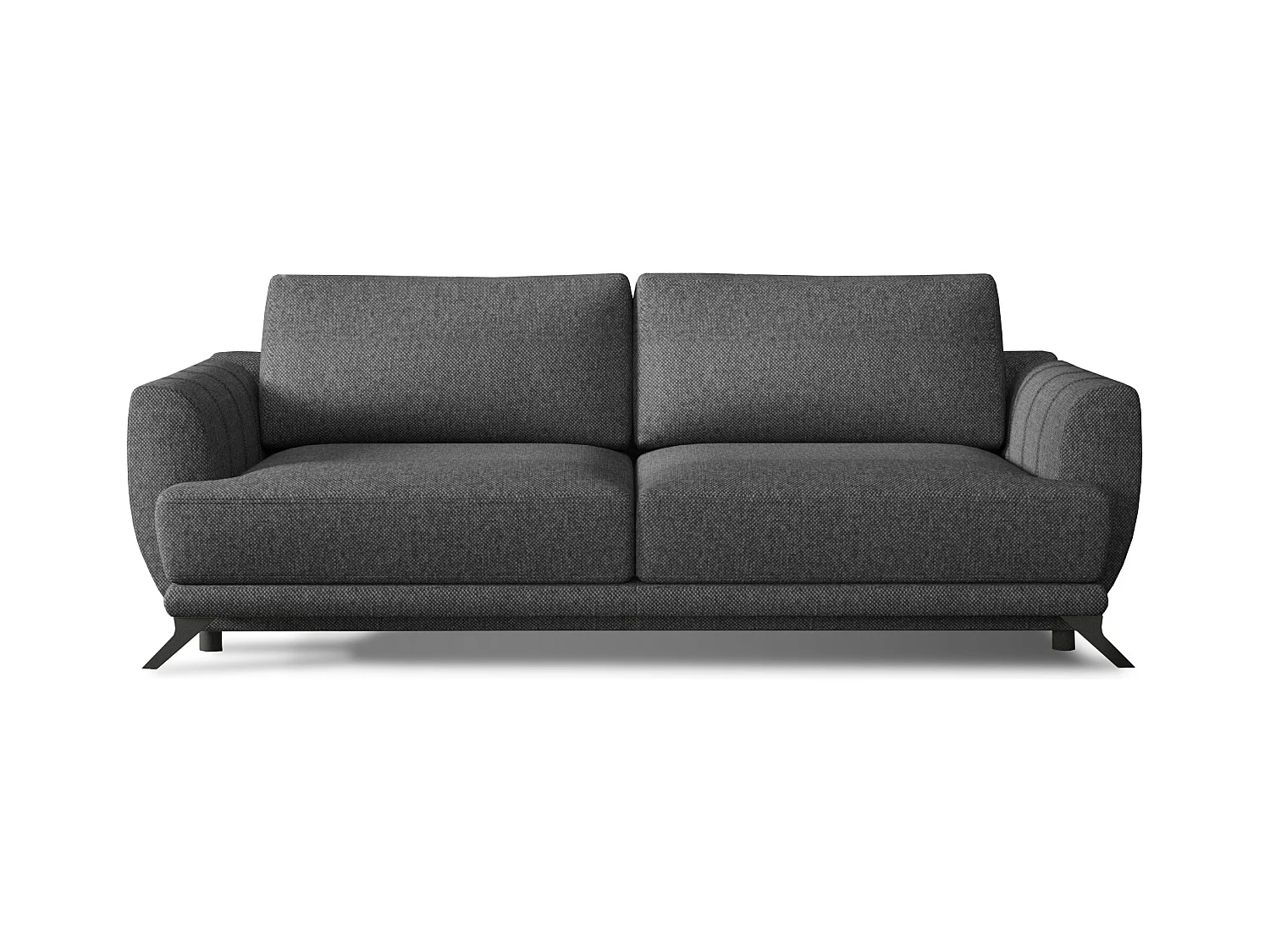 Canapé convertible 3-4 places tissu anthracite et pieds métal noir Zora 250cm