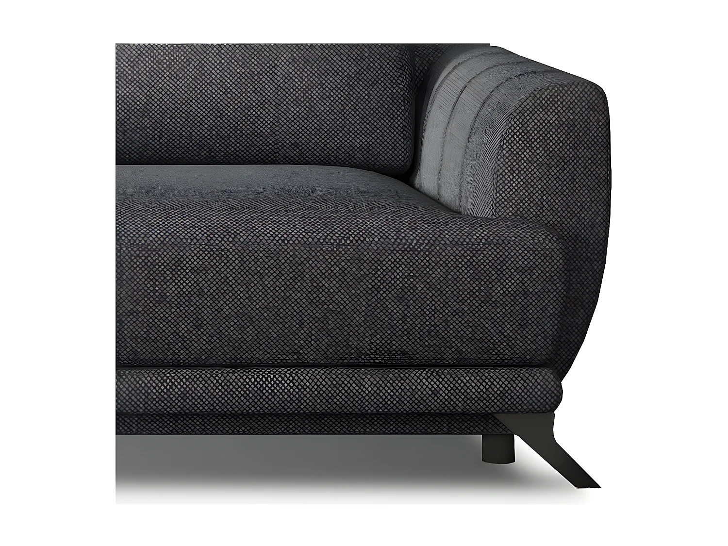 Canapé convertible 3-4 places tissu anthracite et pieds métal noir Zora 250cm