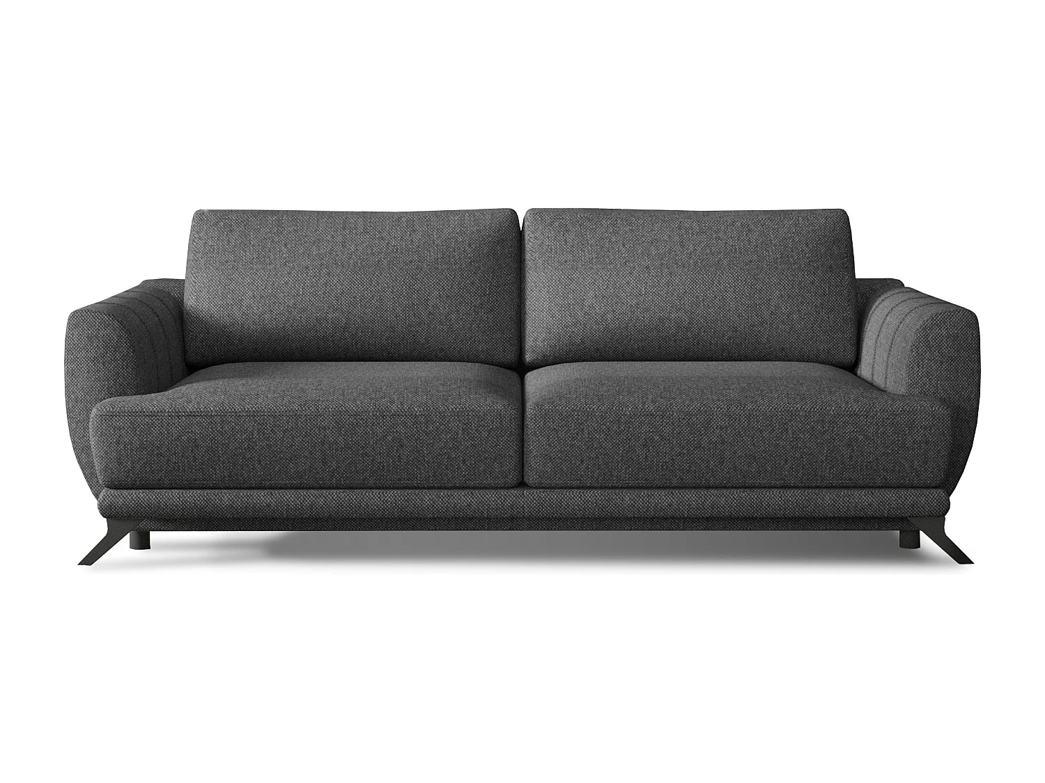 Canapé convertible 3-4 places tissu anthracite et pieds métal noir Zora 250cm