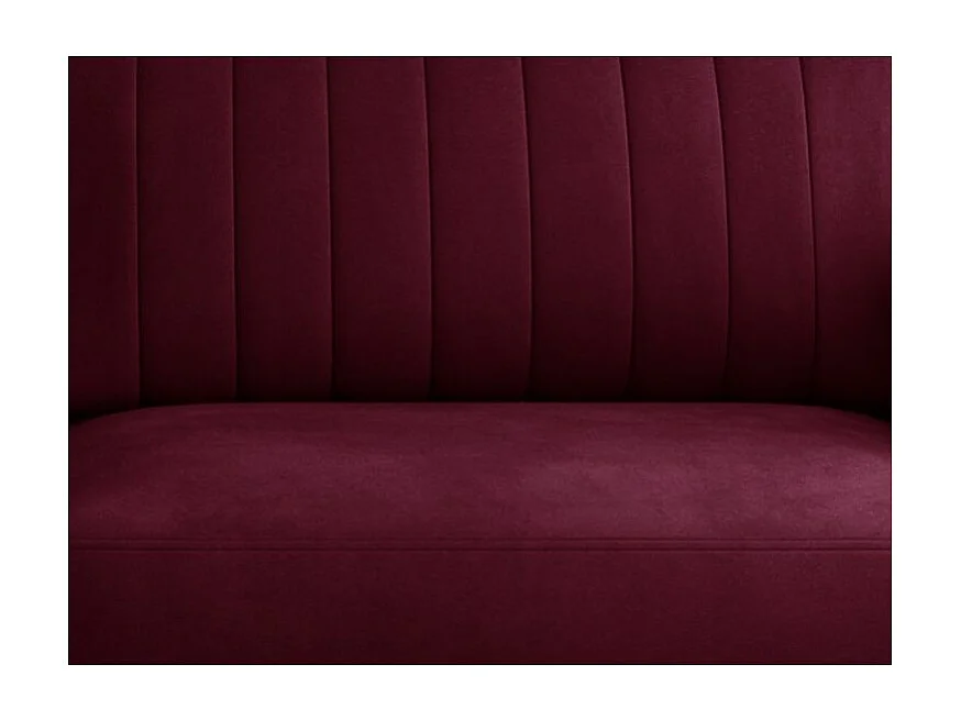 Canapé convertible design 3-4 places velours bordeaux foncé et pieds acier chromé Eliza 250cm