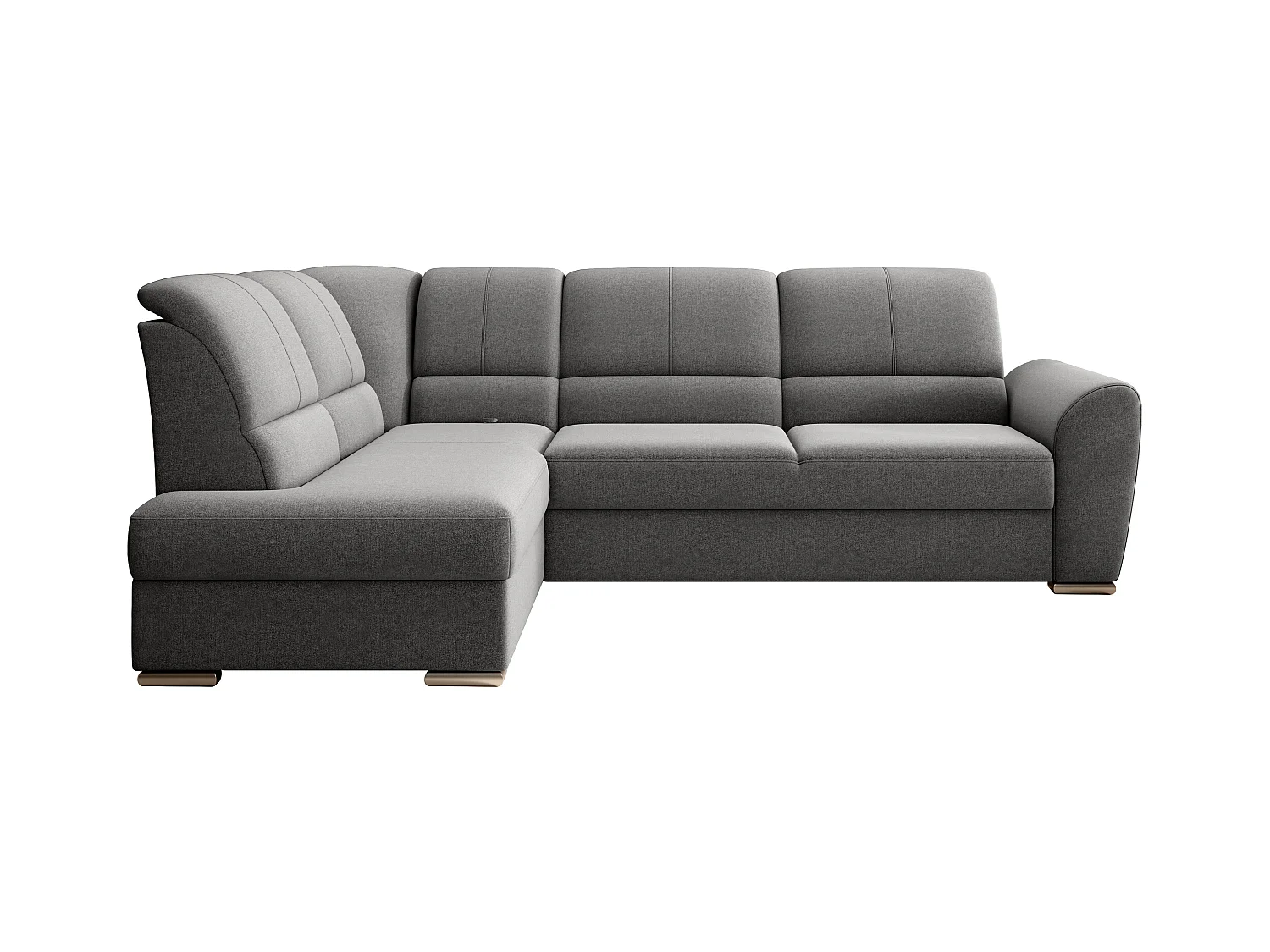 Canapé angle gauche convertible tissu gris foncé et pieds acier chromé Zabor 270cm
