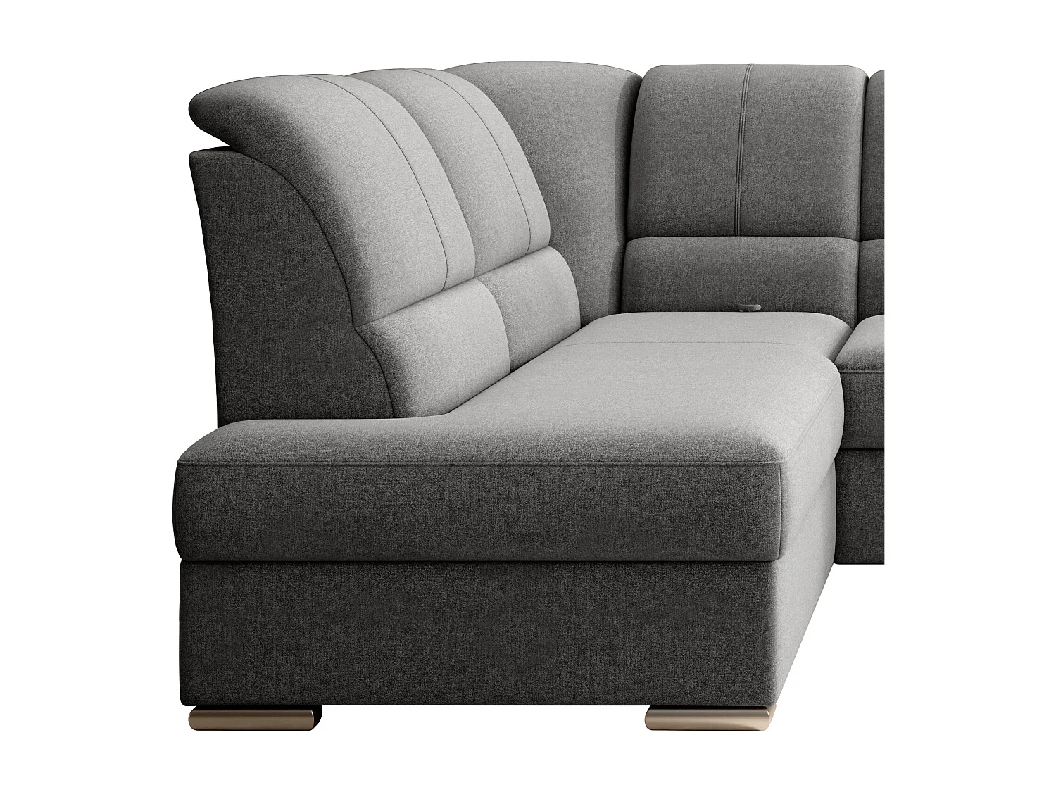 Canapé angle gauche convertible tissu gris foncé et pieds acier chromé Zabor 270cm