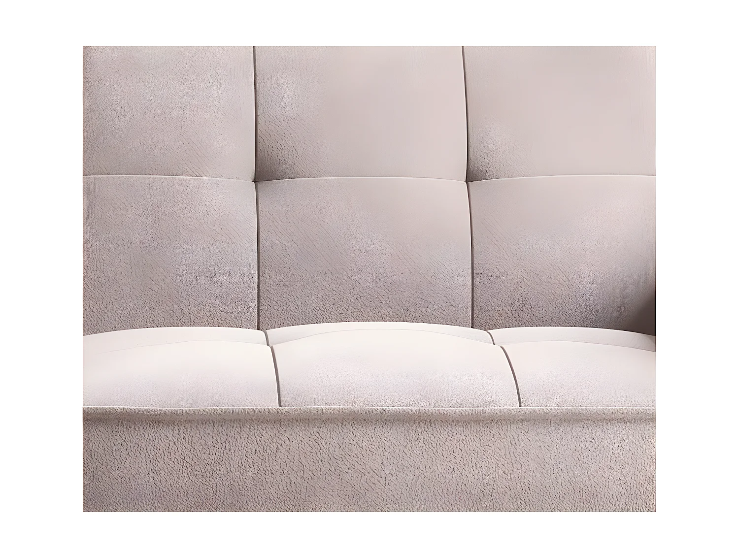 Canapé convertible 3 places tissu rose clair capitonné et pieds bois noir Bizza 220cm