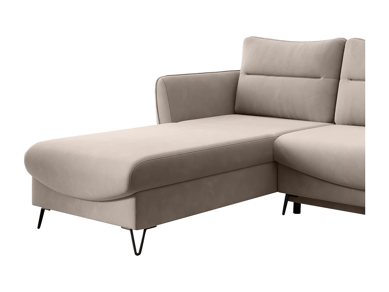 Canapé d'angle gauche convertible velours beige clair Zurik 276cm