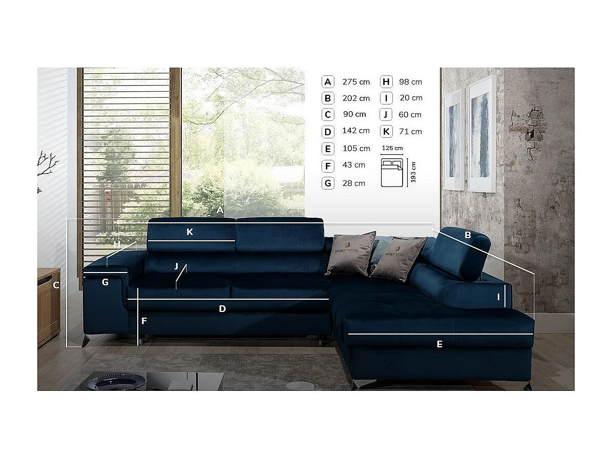 Canapé d'angle convertible Bi matière MARIDO - Coffre et appuis-tête réglables-Blanc/Gris clair-angle droit