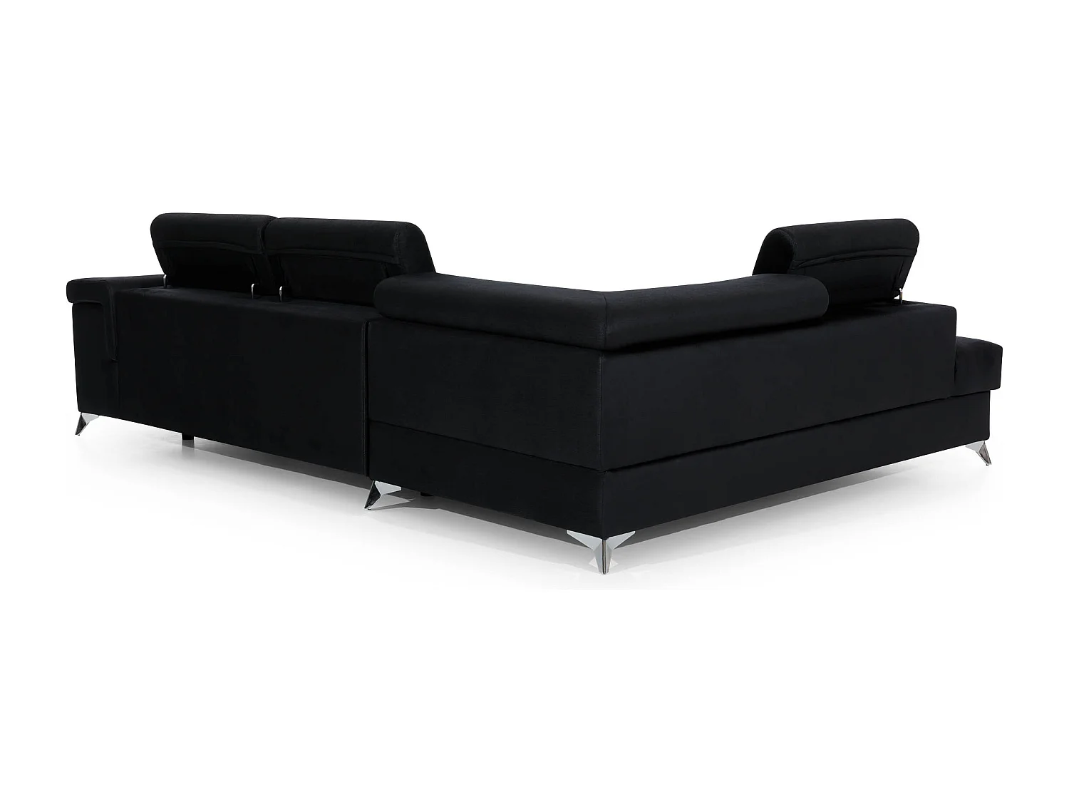 Canapé d'angle convertible Bi matière MARIDO - Coffre et appuis-tête réglables-Blanc/Gris clair-angle droit