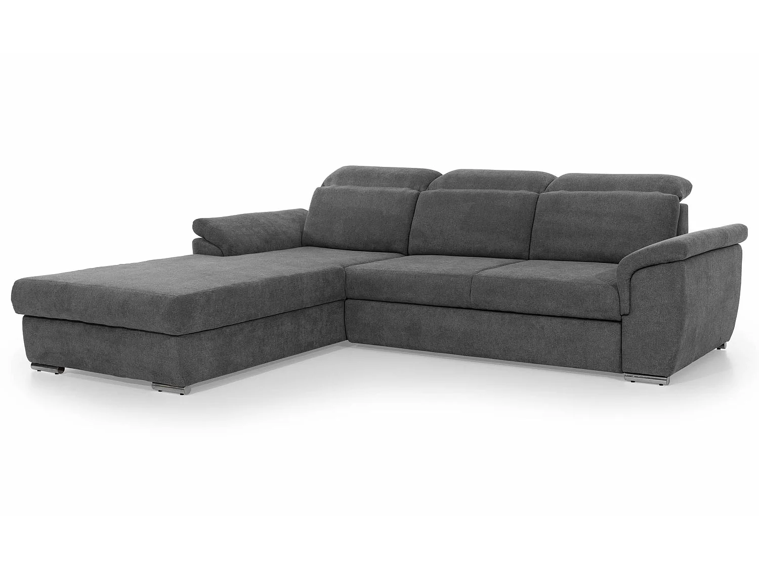 Canapé convertible d'angle gauche simili blanc et tissu gris foncé Suzy 272cm